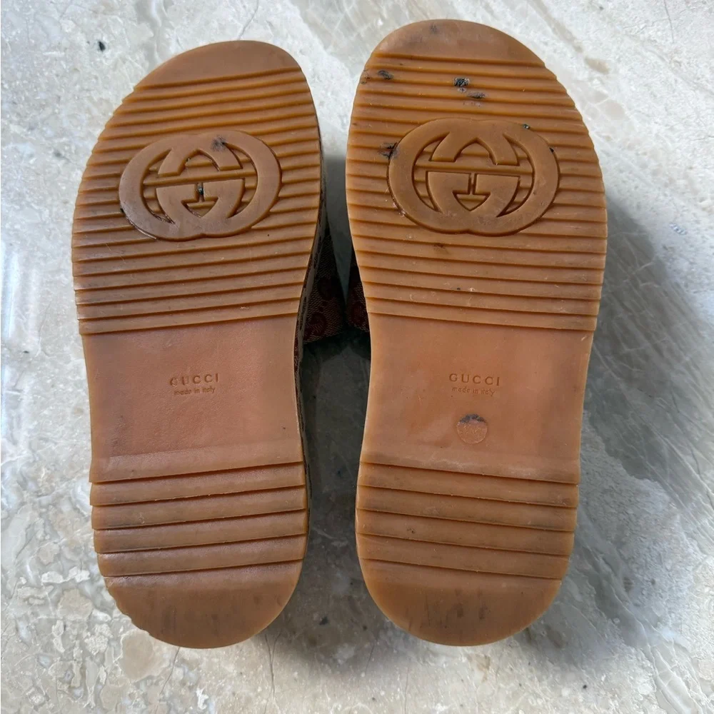 Gucci Angelina GG Canvas Flatform Slide Sandals Size 37 w/ Box - Picture 6 of 16